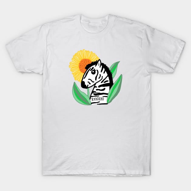 zebra, sun flower T-Shirt by zzzozzo